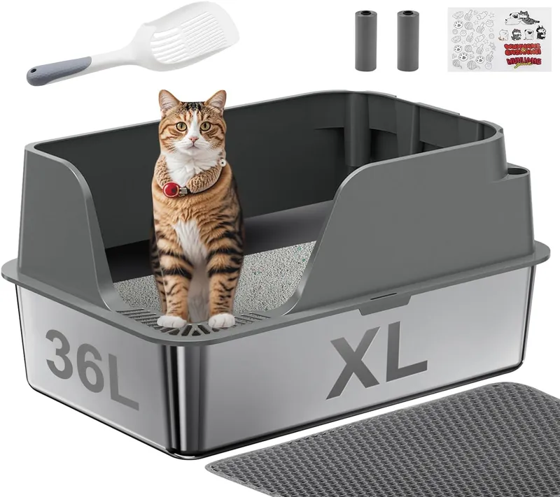 Ellenpent Non-stick Stainless Steel Litter Box, XL